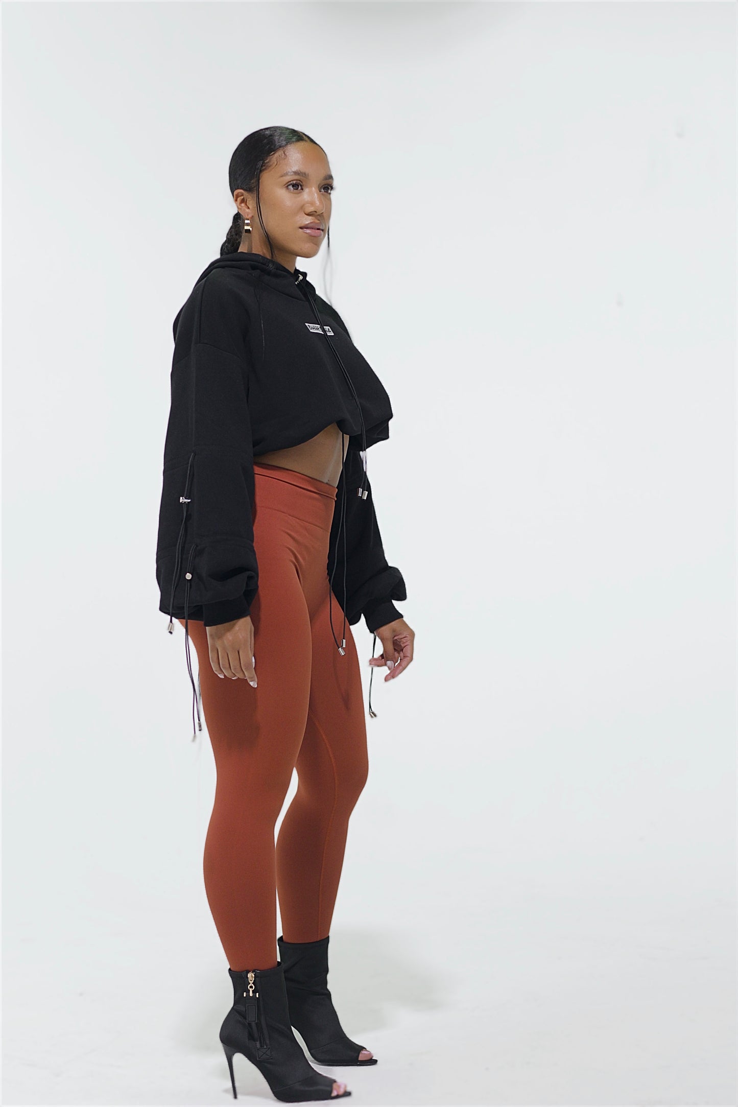 Built Solid Oversized Crop Hoodie