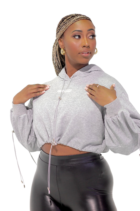 Built Solid Oversized Crop Hoodie